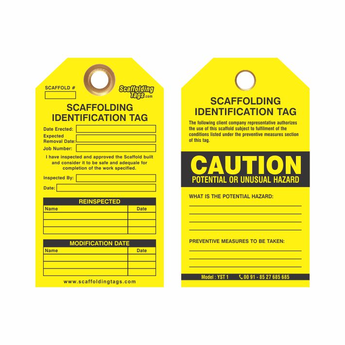 Yellow Color scaffolding tags